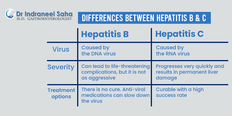Differences between hepatitis B and C 